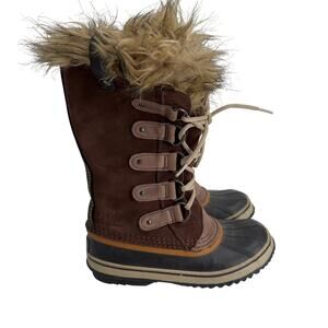 Sorel Joan of Arctic Snow Brown‎ Waterproof Leather Womens Boots NL1540 Size 6